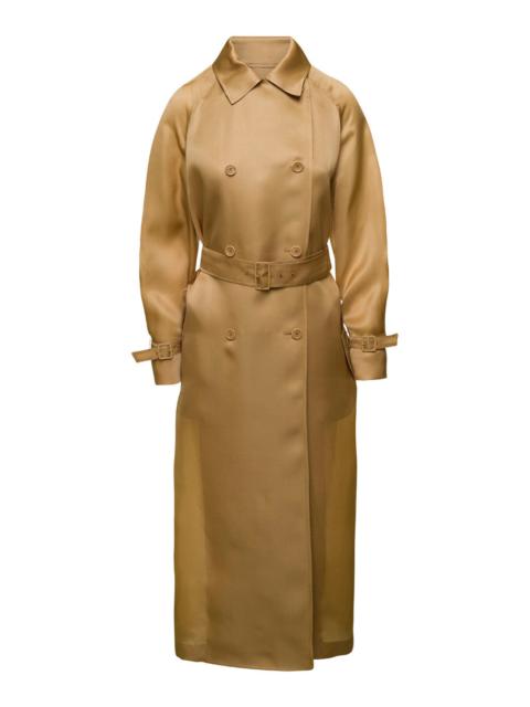 Max Mara Max Mara Women Beige Trench Coat Double-Breasted In Silk Woman