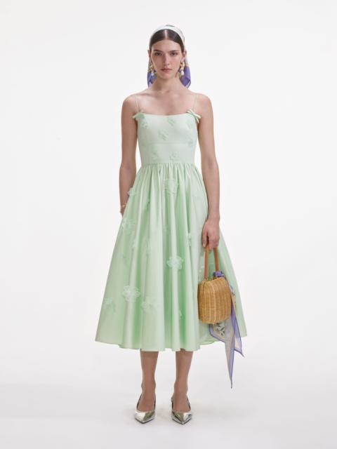 self-portrait Green Cotton Flower Midi Dress