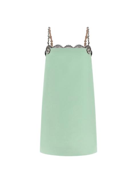 Valentino VALENTINO GARAVANI Green Crystal Embroidery Mini Dress New &