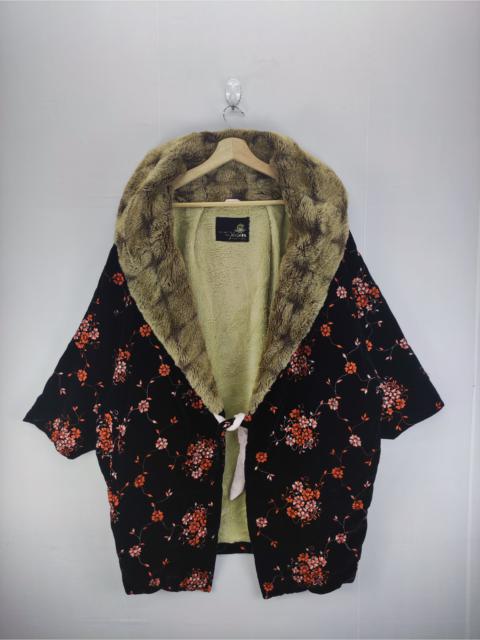 Other Designers Komono - Vintage Cardigan Kimono Velvet Flowers Embroidered
