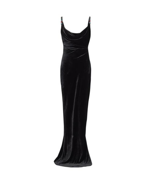 Balmain Long velvet dress with embellished straps