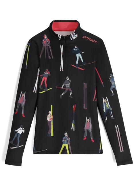 SPYDER Womens Vivid Half Zip T-Neck - Vintage Vibes Black