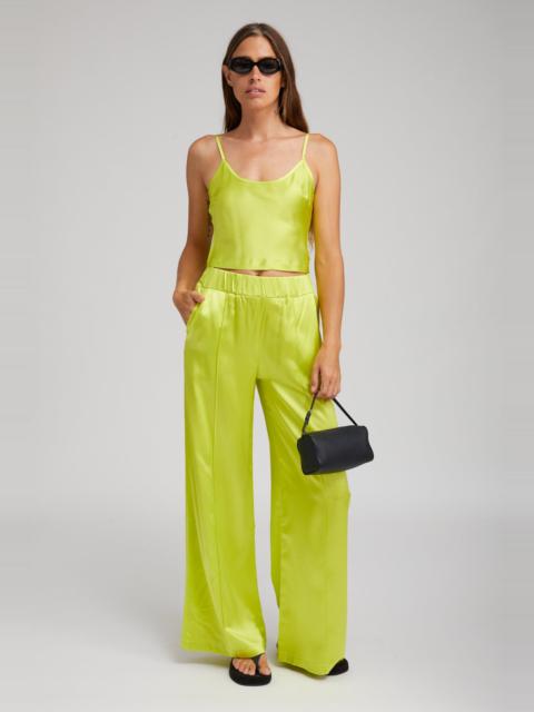 SPRWMN ELECTRIC CHARTREUSE SILK CROPPED CAMI