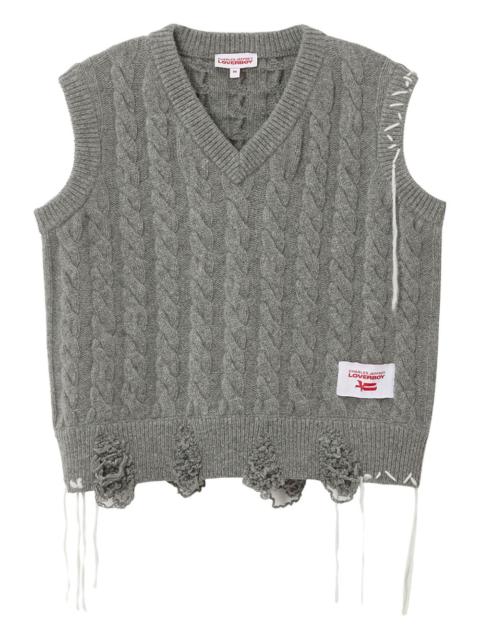 CHARLES JEFFREY LOVERBOY cable-knit frayed vest
