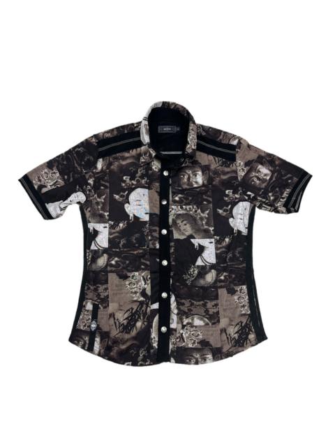 Other Designers Le Grande Bleu (L.G.B.) - OZZ CONTE EASTERN ORIENTAL MOTIVE OVERPRINT BUTTON UP SHIRT