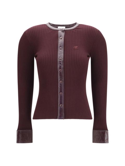 courrèges Courrèges Vinyl and Knit Cardigan Burgundy