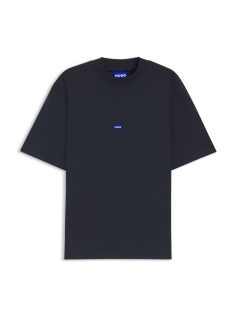 HUGO COTTON-JERSEY T-SHIRT WITH BLUE LOGO PATCH