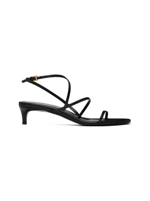 Black Loop Kitten Heel Heeled Sandals