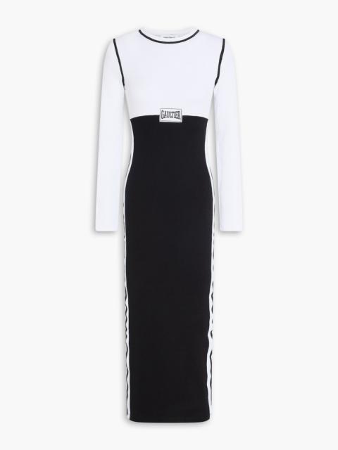 Jean Paul Gaultier Two-tone stretch-cotton jersey midi dress
