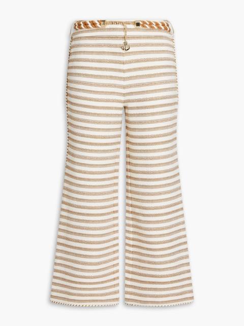 Zimmermann Cropped striped cotton-blend canvas straight-leg pants
