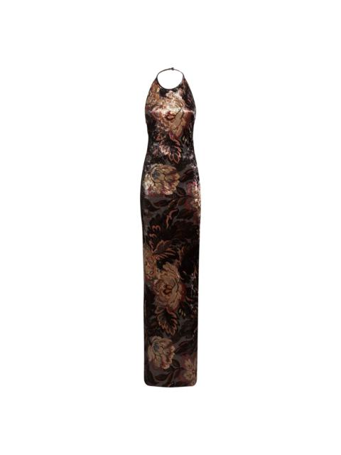 Etro Grey Printed Chenille Long Dress
