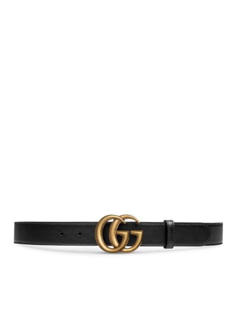 GUCCI LEATHER BELT WITH DOUBLE G BUCKLE
