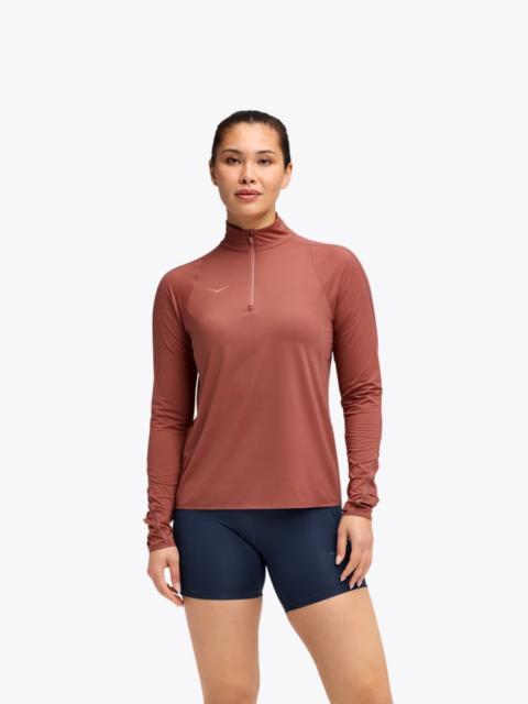 HOKA Women's GlideTech Quarter Zip in Rouge