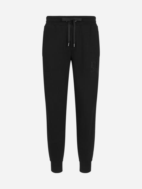 Stretch cotton jogging pants with DG embroidery