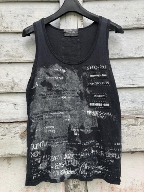 Japanese Brand - Berning Sho Punk Distressed Printed Patches Tank Top
