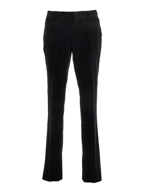 TOM FORD Tom Ford Men Black Trousers With Belt Loops And Front Pleats In Velvet Man