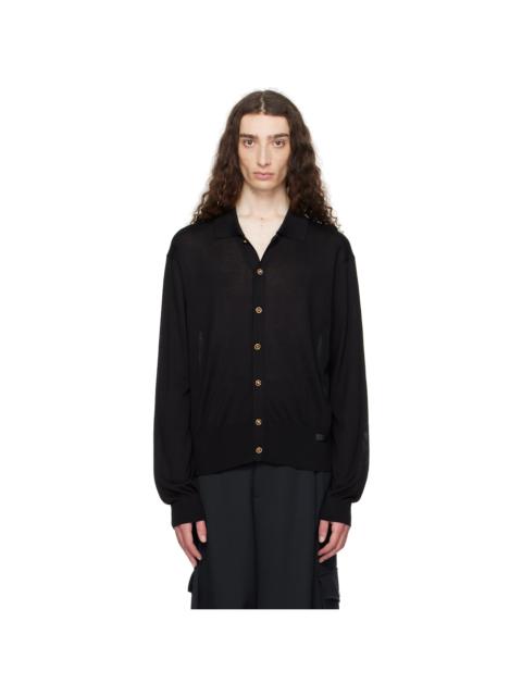 VERSACE Black Knit Silk Cardigan