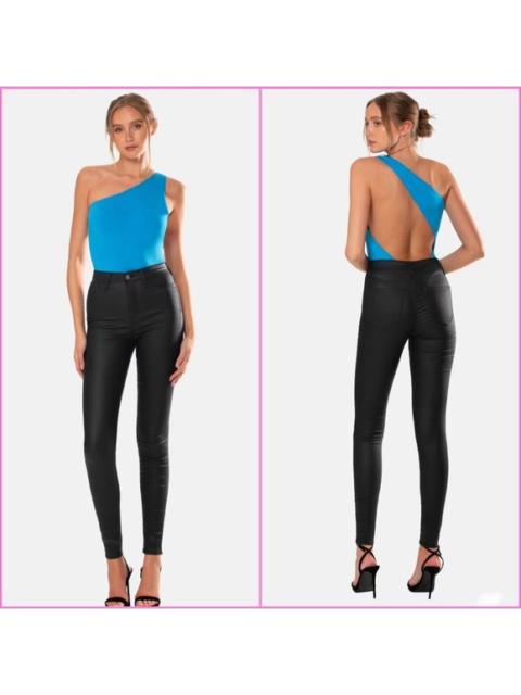 Other Designers NWT OW Collection Ezra AsymmetricalBodysuit Back Cut Out Blue Sz XS  $110