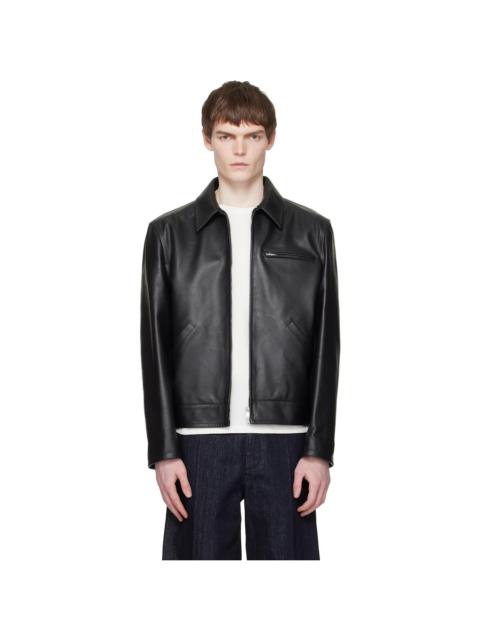 Jil Sander Black Blouson Leather Jacket