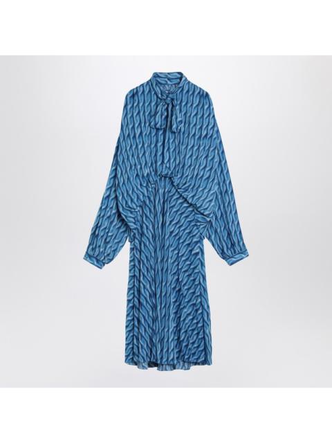 Balenciaga Midi dress with bow and blue print