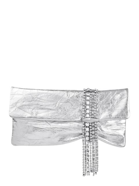 JIMMY CHOO Jimmy Choo Women 'Zandra' Silver Colored Clutch With Applied Crystals In Leather Blend For Women