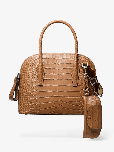 MICHAEL KORS COLLECTION Kaitlin Medium Crocodile Embossed Leather Dome Satchel