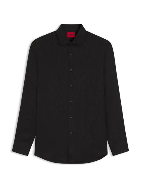 HUGO EXTRA-SLIM-FIT SHIRT WITH JACQUARD-WOVEN PATTERN