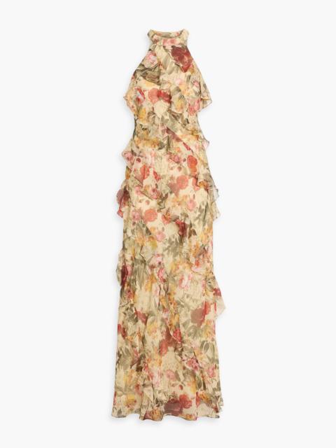 Other Designers Ruffled floral-print chiffon maxi dress