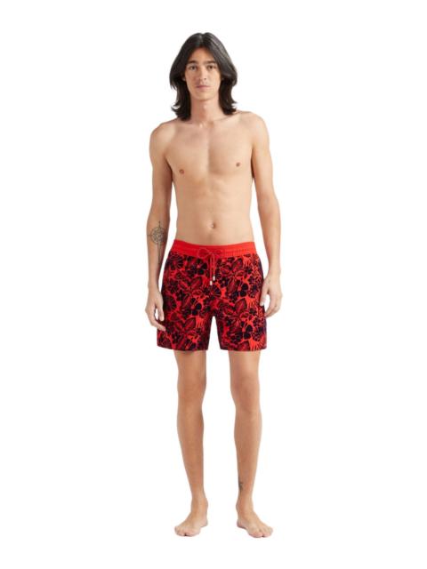 Vilebrequin Vilebrequin Men's Flowers Flocked Swim Shorts in Coquelicot at Nordstrom