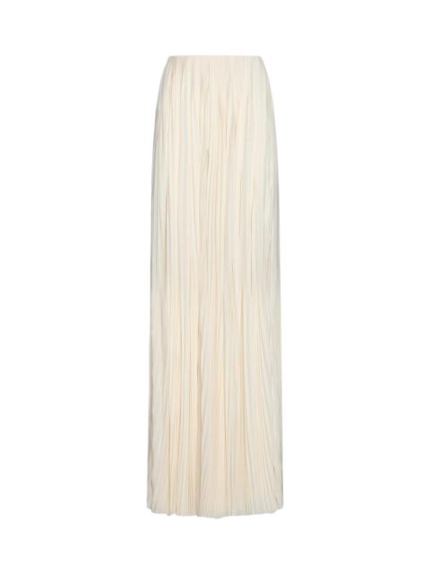 SAINT LAURENT Pleated Viscose Long Skirt