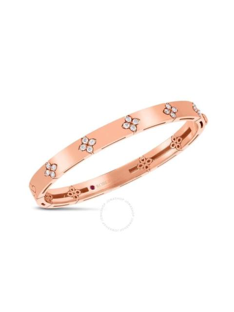 ROBERTO COIN Roberto Coin Love in Verona Medium Width 18K Rose Gold Bangle With Diamond Flowers