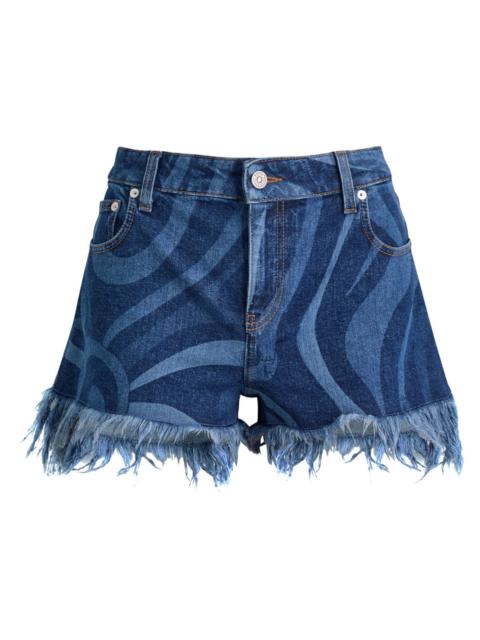 Pucci Wave-printed Stretch-denim Shorts