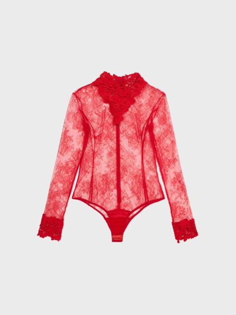 Blumarine CHANTILLY LACE BODY WITH MACRAME DETAILS