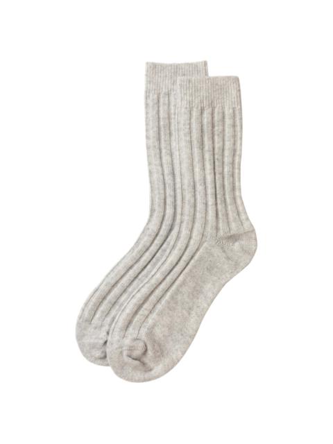 Johnstons of Elgin Men's Grey Cashmere Lounge Socks