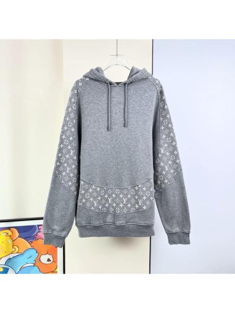 Louis Vuitton LOUIS VUITTON Grey Monogram Patchwork Hooded Sweatshirt