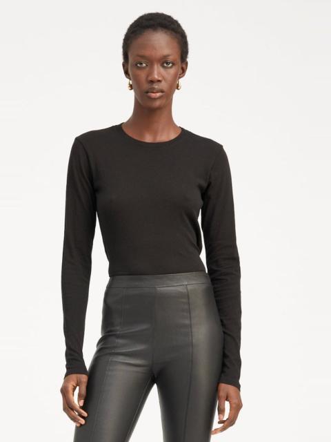 SPRWMN BLACK COTTON LONG SLEEVE BABY TEE