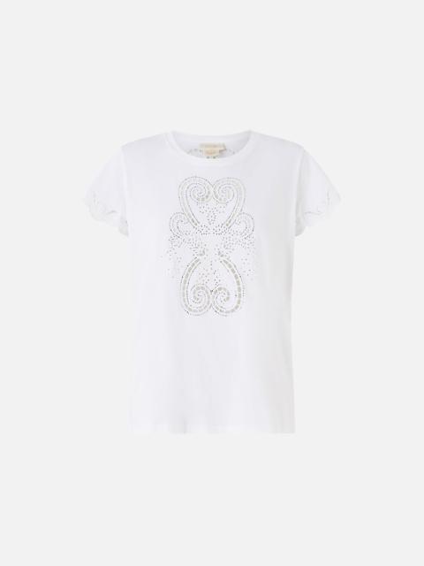 CAMILLA SLIM FIT ROUND NECK T-SHIRT - WHITE