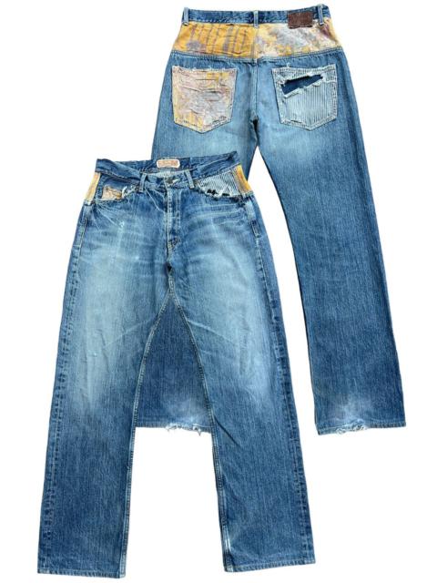 Archival Clothing - Sukajan Sakura Patchwork Distressed Denim Jeans 31x31