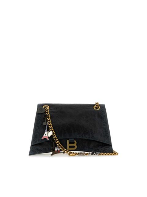 BALENCIAGA Balenciaga Black Leather Medium Crush Chain Shoulder Bag