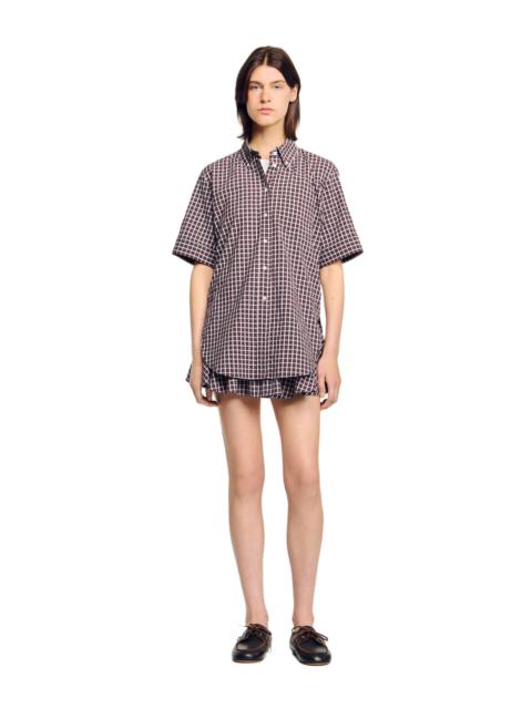 Sandro SANDRO Oversized checkered shirt in Brown at Nordstrom