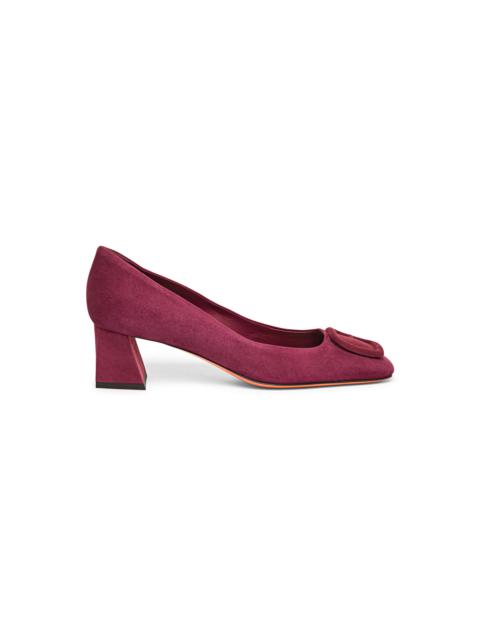 Santoni Women's burgundy suede mid-heel pump
