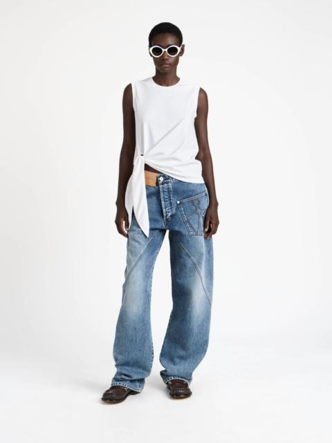 JW Anderson WOMENS HEM KNOT TANK TOP IN WHITE