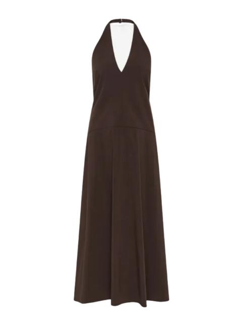 ST. AGNI Halter Plunge Dress in Bark
