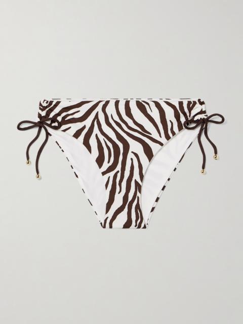 Max Mara Beachwear Sibilla Embellished Zebra-print Bikini Briefs