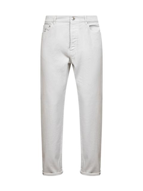 Brunello Cucinelli Brunello Cucinelli Men Grey Garment-Dyed Comfort Denim Iconic Fit Trousers
