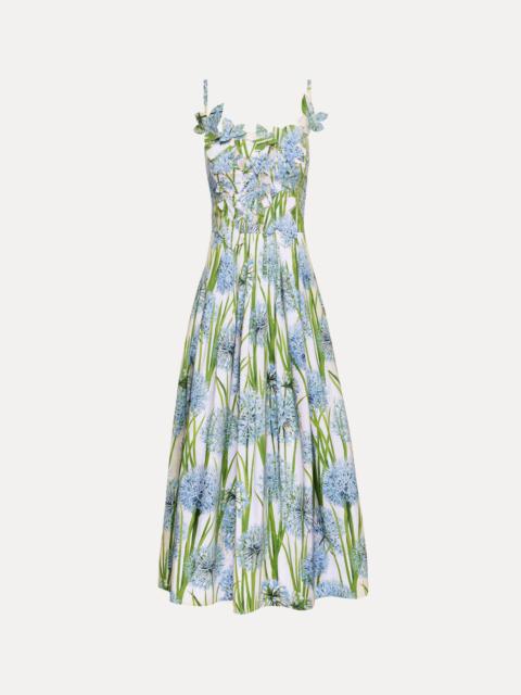 Oscar de la Renta ALLIUM EMBROIDERED COTTON POPLIN DRESS