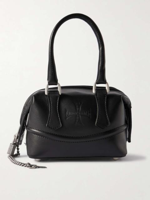 Mini Logo-Embossed Leather Tote Bag