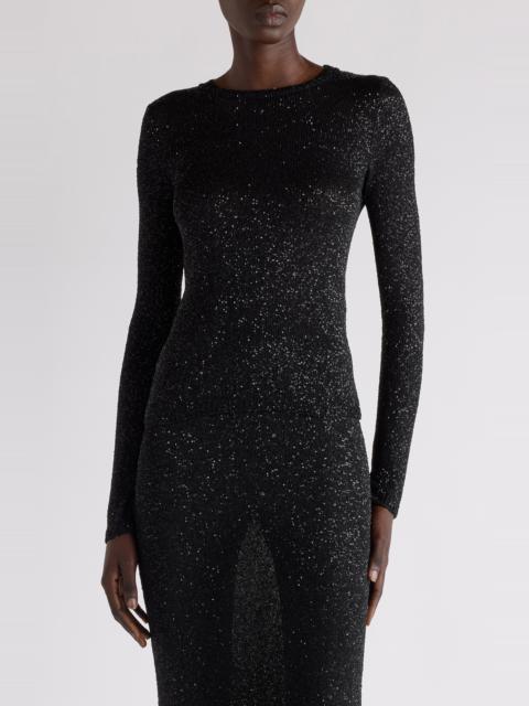 BALENCIAGA Balenciaga Fitted Sequin Crewneck Sweater in Black at Nordstrom