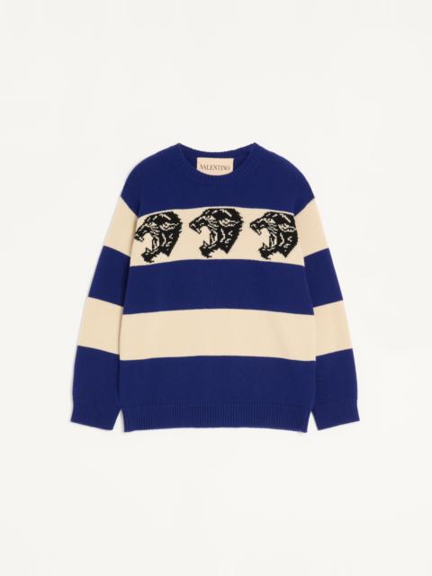 Valentino VALENTINO WOOL SWEATER WITH JACQUARD PANTHER PATTERN