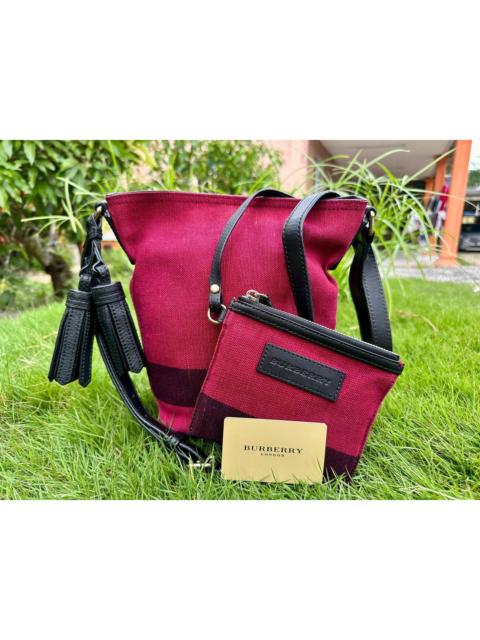 Burberry Authentic Burberry Mega Check Ashby Tassel Mini Bucket Bag